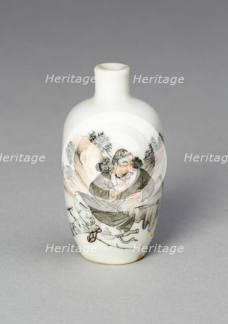 Snuff Bottle with Li Tieguai Leaning against a Rock, Qing dynasty (1644-1911), 1820-1880. Creator: Unknown.