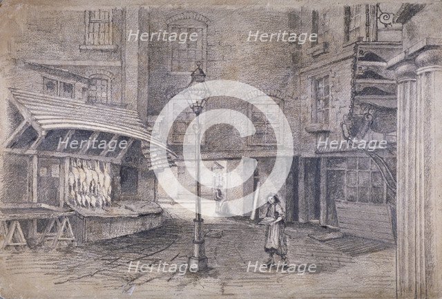 Poulterer's shop in Clare Market, Westminster, London, c1850. Artist: E Holah