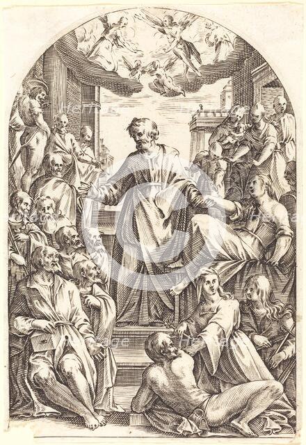 Peter Raising Tabitha, 1608/1611. Creator: Jacques Callot.