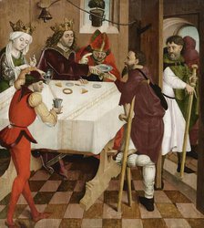 Almsgiving of St. Oswald, c1480/1485. Creator: Master of the Oswald Legend.