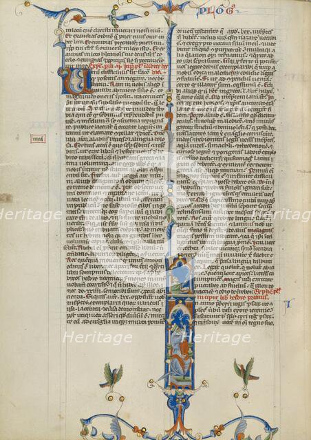 Initial I: King Cyrus II Ordering the Building of the Temple In Jerusalem, about 1250-1262. Creator: Unknown.