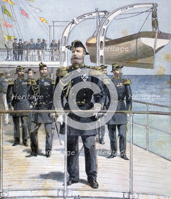 Russian Admiral Avellan on board the cruiser 'Emperor Nicholas I', 1893. Artist: Unknown