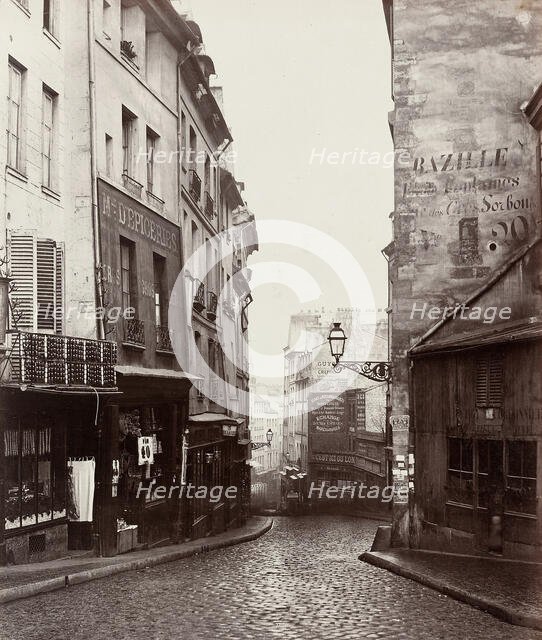 Rue de la Montagne-Sainte-Geneviève near the Intersection of Rue LaPlace..., 1865/69. Creator: Charles Marville.