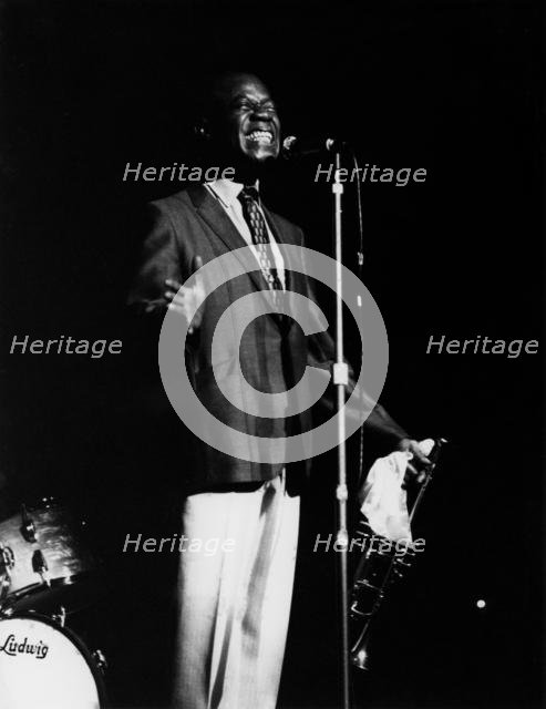Louis Armstrong on stage, Hammersmith Odeon, London, 1968.  Creator: Brian Foskett.
