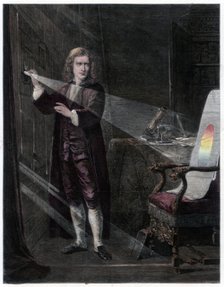 'Newton investigating light', 1870. Artist: William Mouat Loudan