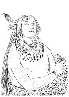 Portrait of 'He Who Rushes Through the Middle', Native American man, 1841.Artist: Myers and Co