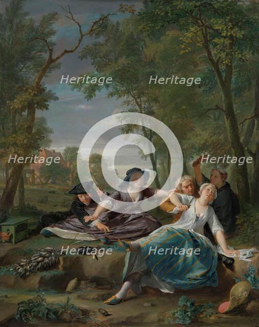 The birdwatchers, c.1744. Creator: Nicolaas Verkolje.