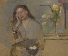 Portrait Sketch of a Young Girl-two-sided painting, 1894. Creator: Olga Boznanska.