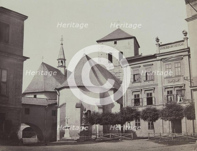 Three buildings erected very close to each other, Rothenburg Ob Der Tauber [?], 1890-1900.  Creator: Unknown.