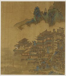 Landscape: a palace between lake and mountains, Ming or Qing dynasty, 17th century. Creator: Unknown.