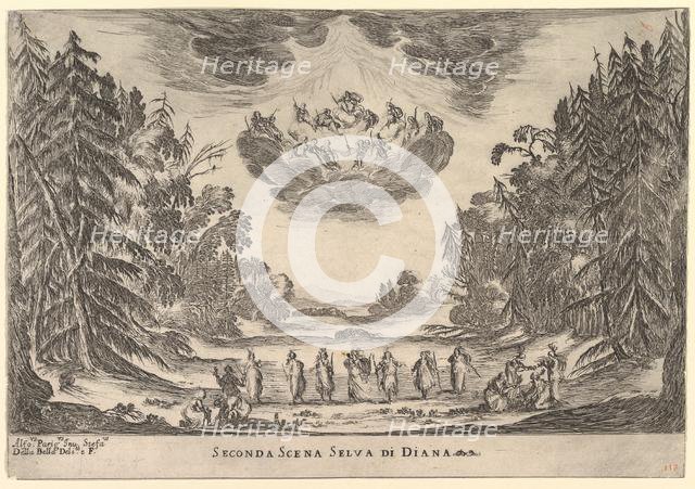 Second Scene, in Diana's forest, from 'The marriage of the gods' (Le nozze degli Dei), 1637. Creator: Stefano della Bella.