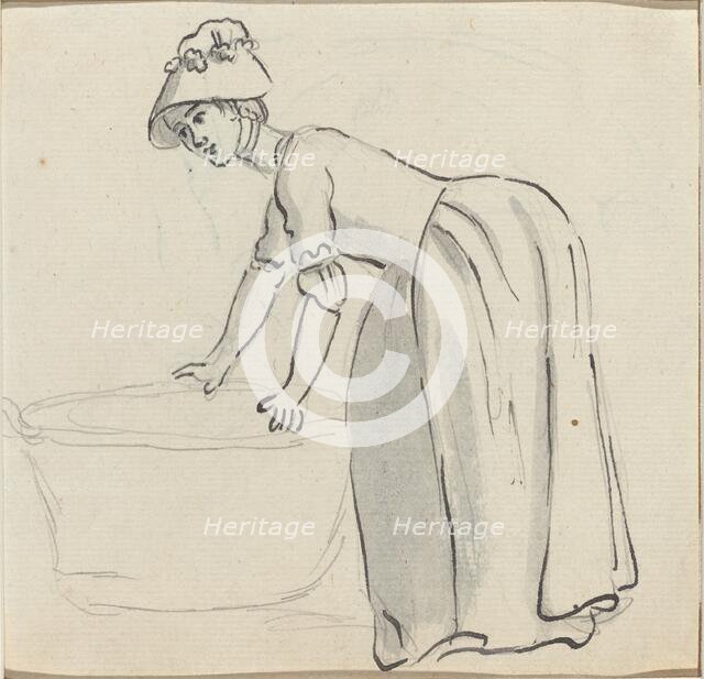 Girl with a Bonnet at Work [recto]. Creator: Paul Sandby.