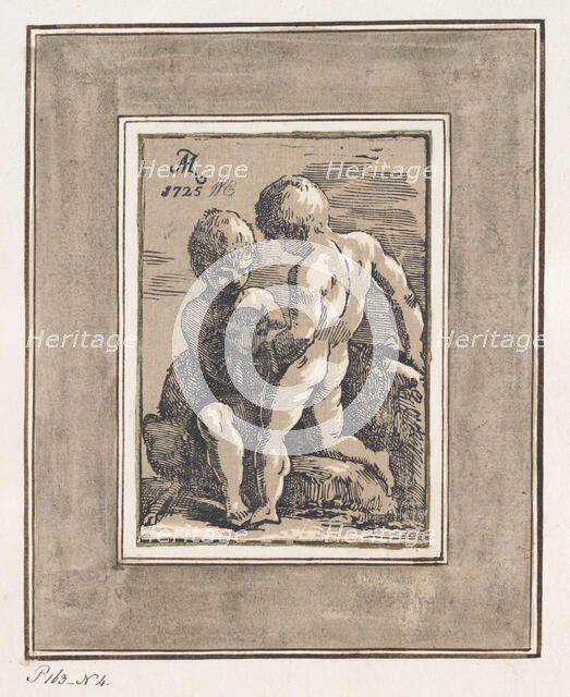 Two Children Playing with a Lamb, 1725. Creator: Anton Maria Zanetti.