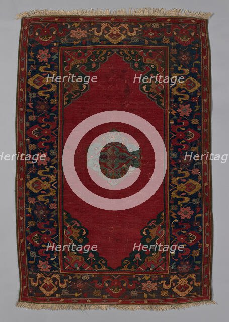 Carpet (Ushak double-ended prayer rug), Romania, 17th century. Creator: Unknown.