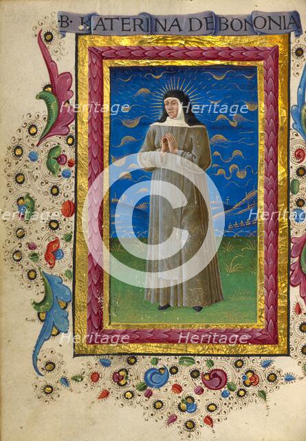 Saint Catherine of Bologna; Gualenghi-d'Este Hours, about 1469. Creator: Guglielmo Giraldi.