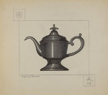 Pewter Coffee Pot, c. 1936. Creator: Eugene Barrell.