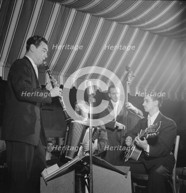 Portrait of Abe Most, Pete Ponti, Sid Jacobs, and Jimmy Norton, Hickory House, N.Y., ca. June 1947. Creator: William Paul Gottlieb.