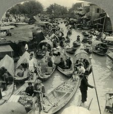 'Market Boats on a Canal Leading into the Menam River, Bangkok, Siam', c1930s. Creator: Unknown.