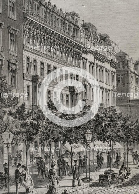 Ringstrasse and exterior of the State Opera (in background), Vienna, 1878.  Creator: August Stefan Kronstein.