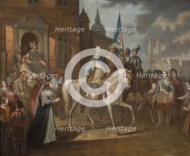 Gustav II Adolf of Sweden Bids Farewell to his Consort, Maria Eleonora i Erfurt.1838. Creator: Peter Lindhberg.
