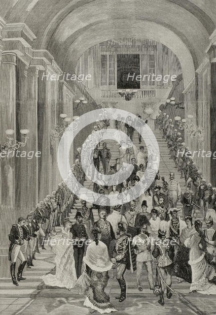 Reception in honour of the Ambassadors Extraordinary at the Royal Palace, Madrid, 27 January 1878. Creator: Andrés Ovejero.