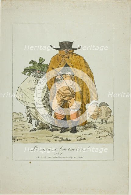 Plate One from The Supreme Current Fashion, c. 1805. Creator: Pierre Nolasque Bergeret.
