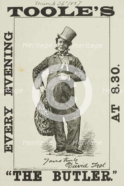 Toole's "The Butler", 1887. Creator: Unknown.