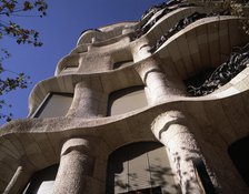 La Pedrera or Mila House, completed in 1912, designed by architect Antoni Gaudi i Cornet, detail …