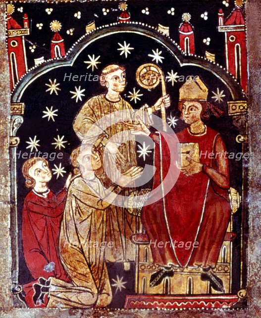 Detail of the incident of bishop of Sinopto, from the altar front 'Master of Soriguerola' from th…