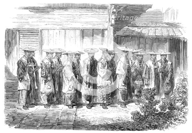 Scenes in Japan: the night guard at Jeddo, 1864. Creator: Mason Jackson.