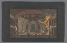 View of the fire on the stage of the Schouwburg in Amsterdam on 11 May 1772, (1772-1799).  Creator: Anon.