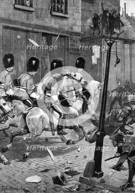 The Irish Land League Agitation: Scots Greys charging the mob at Limerick, 1881. Creator: William James Palmer.