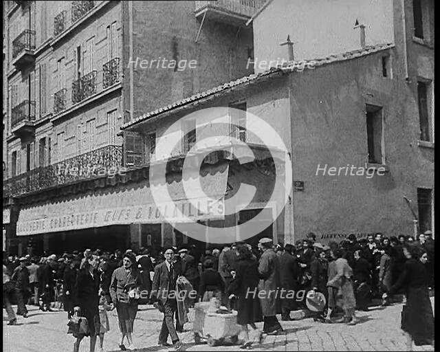 French Civilians Queueing for Food, 1940. Creator: British Pathe Ltd.