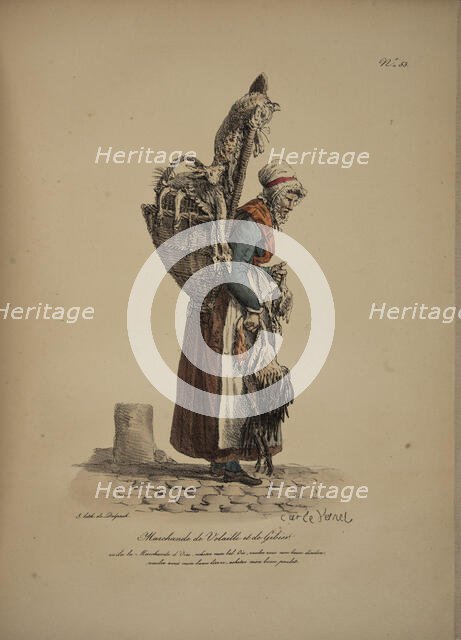 Poultry and game seller. From the Series "Cris de Paris" (The Cries of Paris), 1815. Creator: Vernet, Carle (1758-1836).