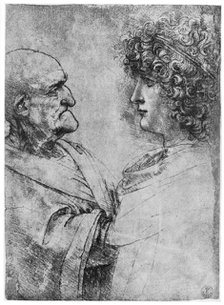 Studies of heads, c1500 (1954). Artist: Leonardo da Vinci