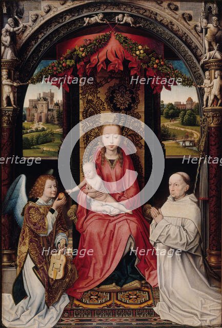 Virgin and Child with angel and donor, after Memling, between 1499 and 1509. Creator: Unknown.