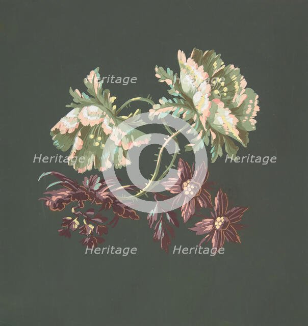 Two Roses and Two Small Flowers, 19th century. Creator: Anon.