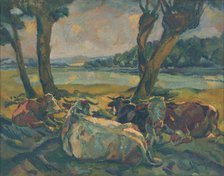 Cows Resting, around 1929. Creator: Gustav Mally.