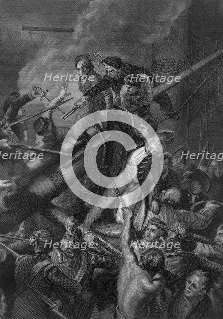 The death of Captain Faulknor, 1795 (c1857). Artist: J Rogers