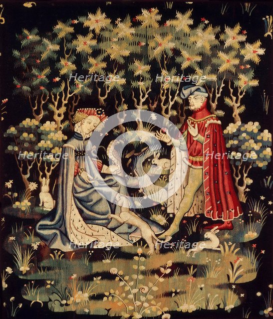 The Offering of the Heart (L'Offrande du coeur). Tapisserie   , ca 1400-1410.