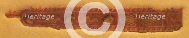 Band Fragment with Masks, Lotus Flowers, and Birds, Coptic, 400-700. Creator: Unknown.