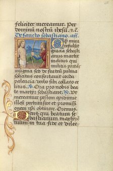 Saint Sebastian; Poncher Hours, about 1500. Creator: Master of Jacques de Besancon.