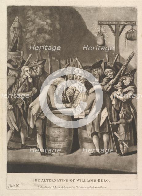 The Alternative of WIlliams-Burg, February 16, 1775. Creator: Attributed to Philip Dawe (British, 1745?-?1809).
