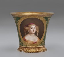 Cup (Tasse Jasmin À Pied Cannelé, 1St Size) With Portrait Of Marie De Rabutin-Chantal..., 1812. Creator: Unknown.