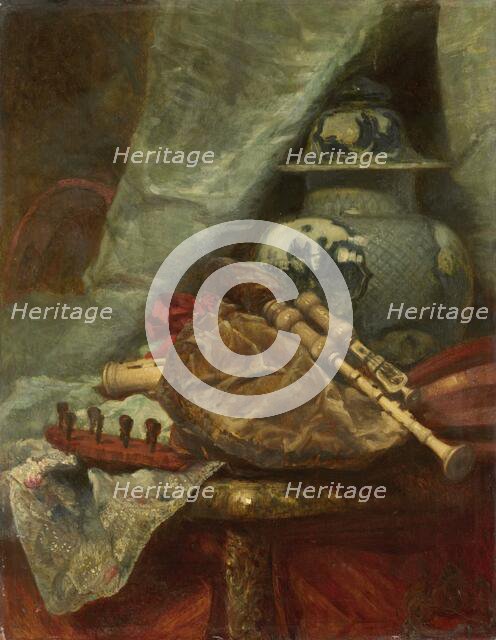 Still Life with Bagpipes, 1850-1881. Creator: Adolphe Mouilleron.
