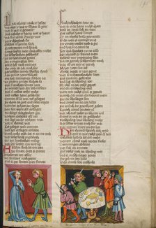 Tamar Complaining to Absalom: Absalom Ordering the Death of Amnon; Weltchronik, about 1400-1410. Creator: Unknown.