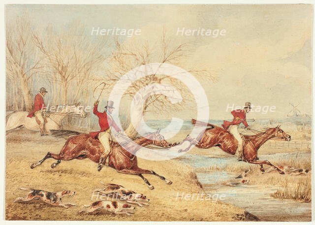 Mounted Hunters with Dogs, 1830/40. Creator: Henry Thomas Alken.