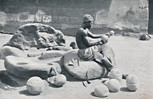 A Yoruba man engraving clay bowls and water jars, Lagos hinterland, Southern Nigeria, 1912. Artist: AW Gelston.