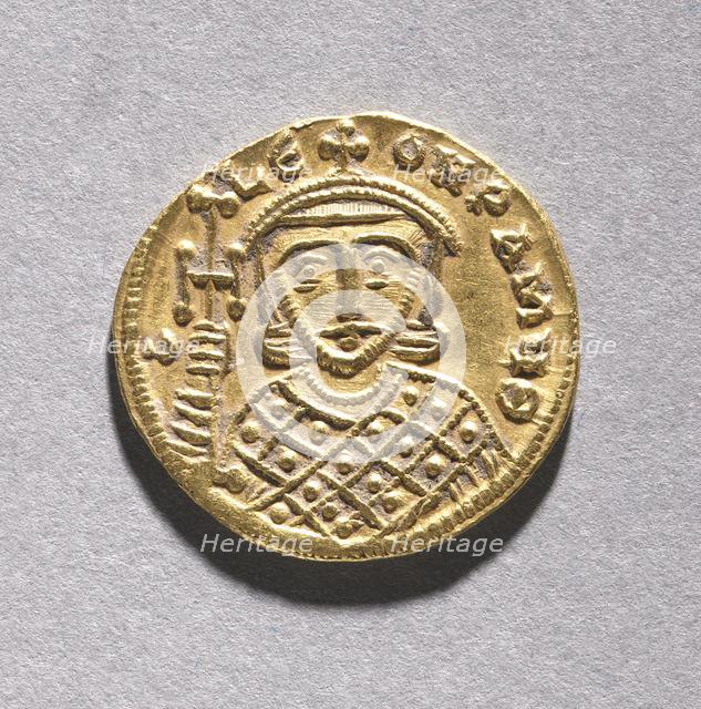 Solidus with Leo IV the Khazar and His Father Constantine V Copronymus (obverse), c. 751-775. Creator: Unknown.