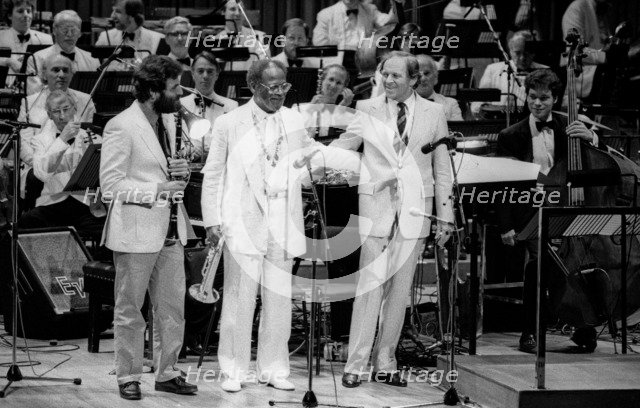 Eddie Daniels, C Terry and John Dankworth, Barbican, London, 1986.   Artist: Brian O'Connor.